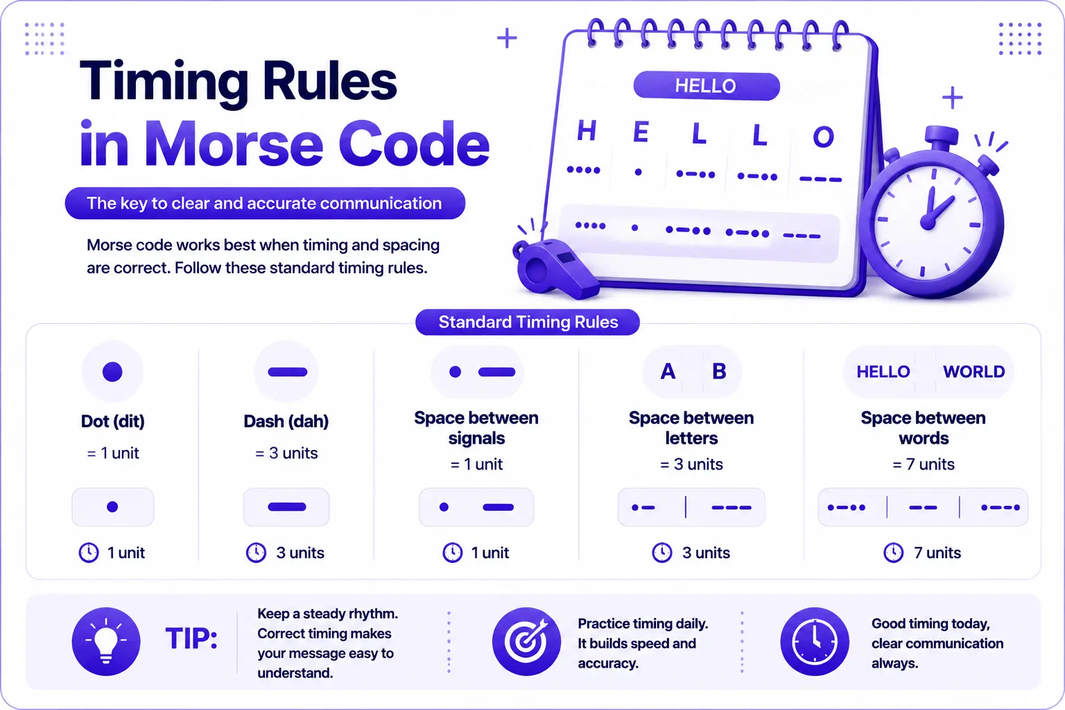 Hello in Morse Code Timing Rules and Spacing