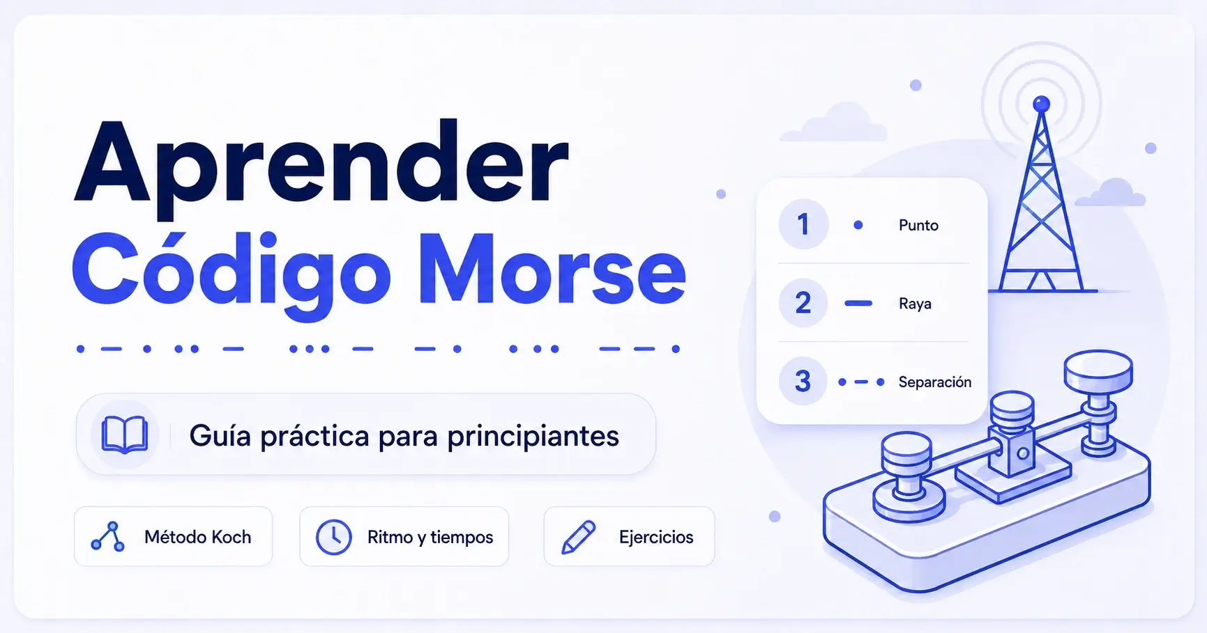 Guía práctica para aprender código Morse con puntos, rayas, ritmo y ejercicios