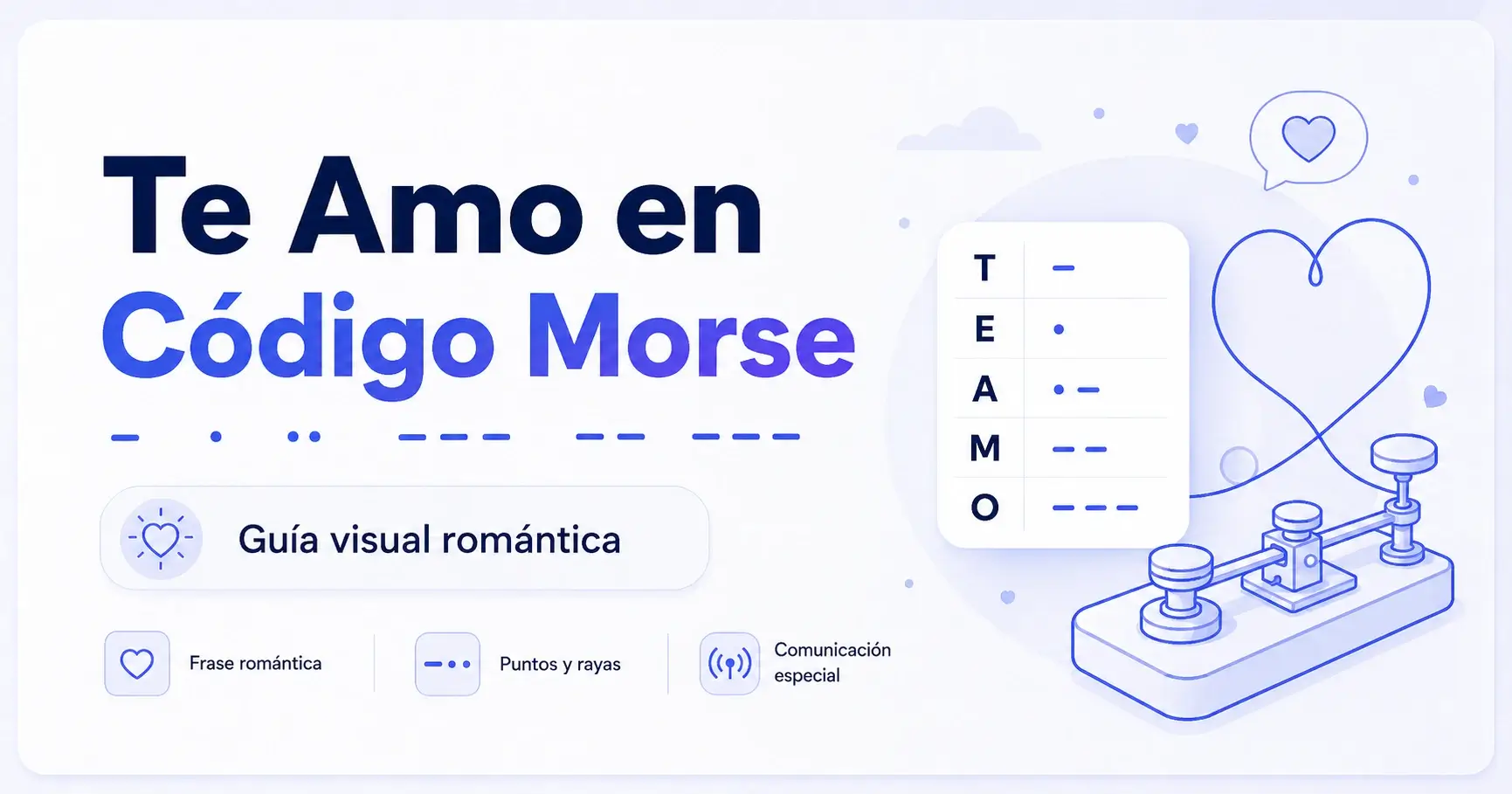 Imagen romántica de Te Amo en código Morse con puntos, rayas y señal visual