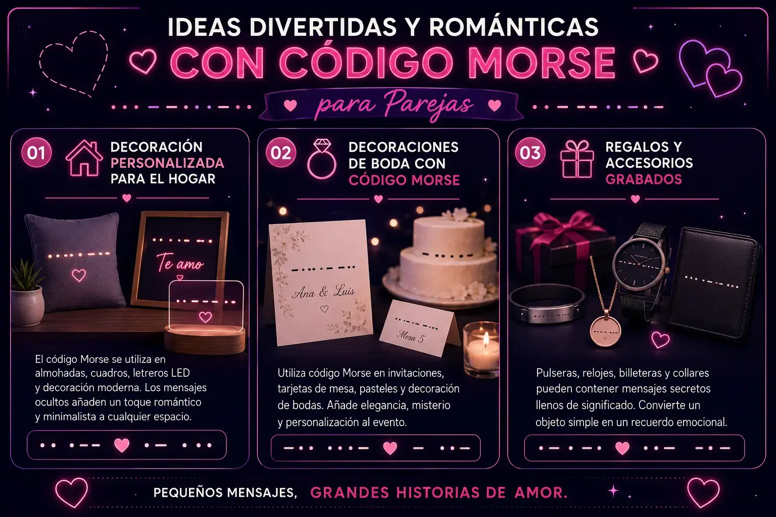 Ideas románticas con código Morse — infografía